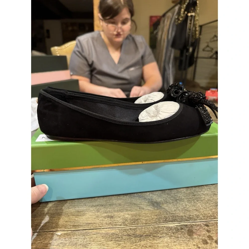 Kate‎ Spade New York Women's Freya Ballet Flat Black Suede Women's Size 7